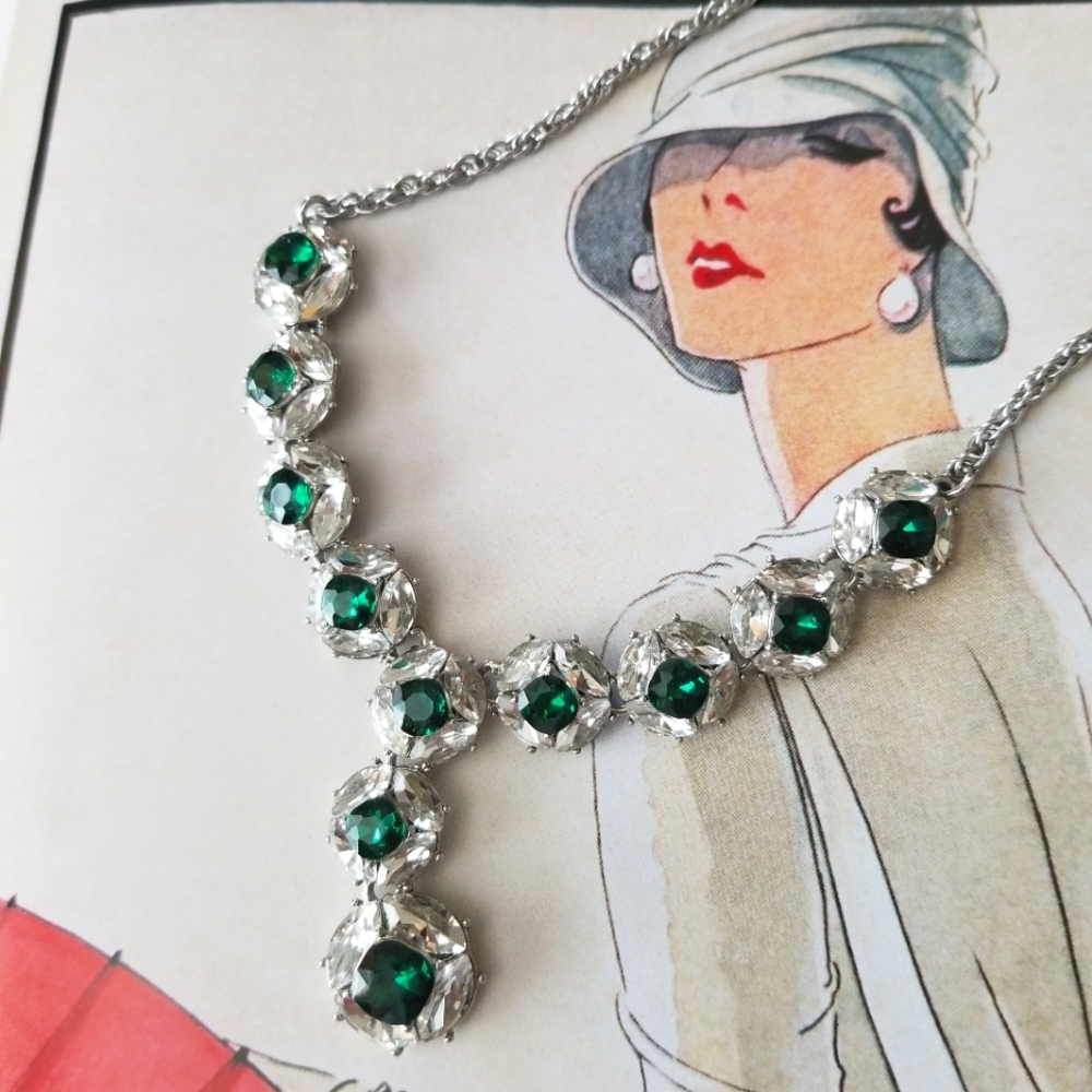 ❗Emerald Old Hollywood Style Statement Necklace❗